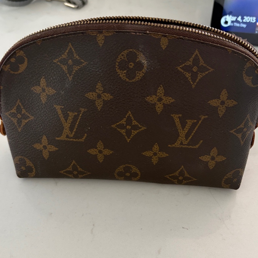 Louis Vuitton Brown and Gold Monogram Pouch